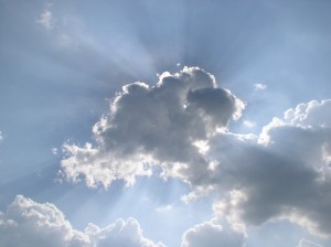 Sun rays behind clouds