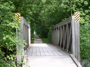 Wood bridge on trail